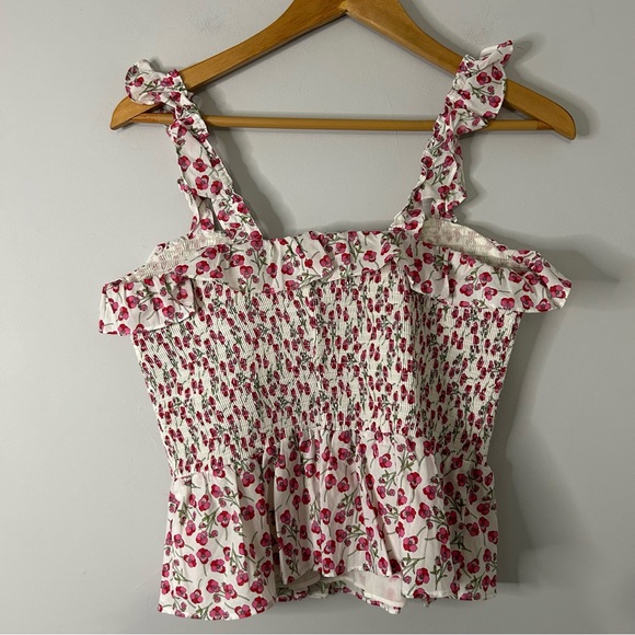 J. Crew Liberty Rose Floral Smocked Ruffle Tank Top - Picture 4 of 6